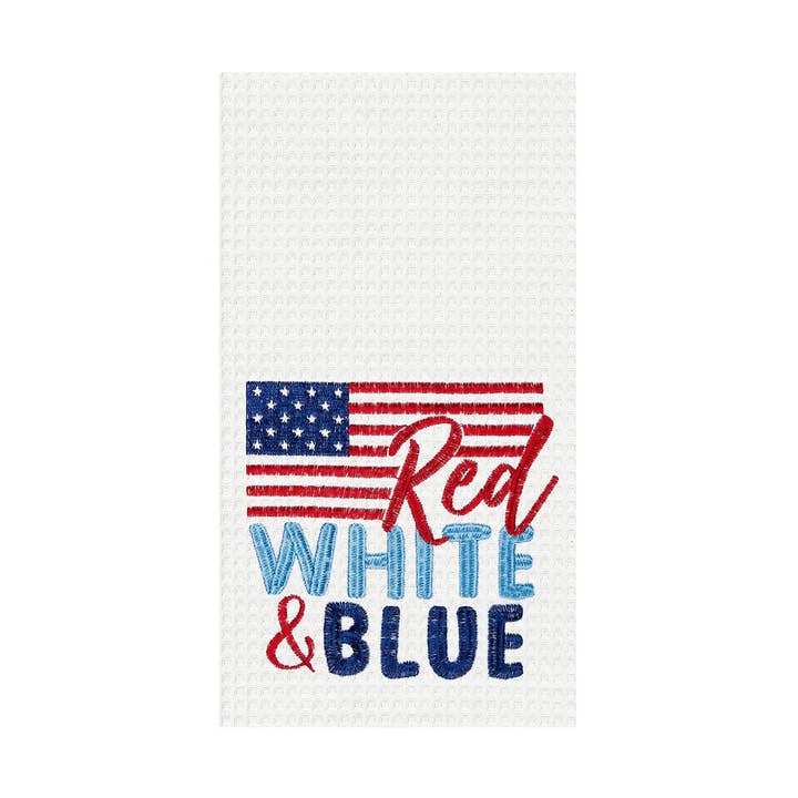 Patriotic Red White & Blue Flag 4th Of July Kitchen Towel for wholesale by C&F Home