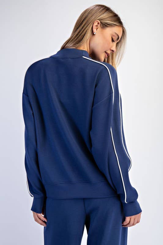 Sunday Morning - Vendita all'ingrosso Felpa - Donna - T540037-Top a Collo Alto in Modal Scuba con Due Righe a Contrasto9