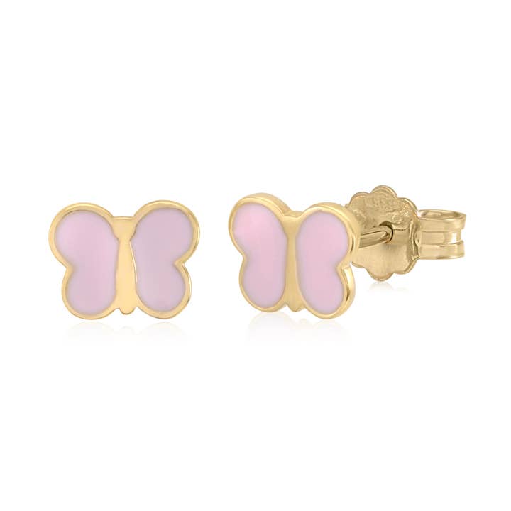 Unicornj 14K Yellow Gold Childrens Cute Butterfly for wholesale by Massete