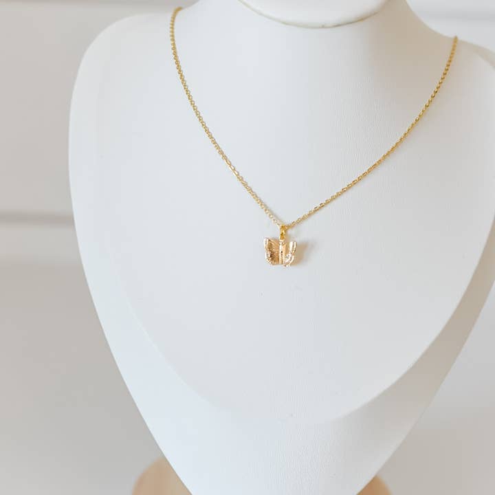 Bella Rey jewelry - Wholesale Pendant/Charm Necklace - The Gabrielle dainty butterfly necklace 18k gold plated 1