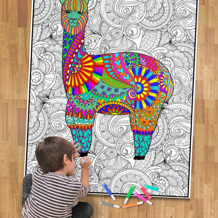 Personalized Jumbo Llama Coloring Poster | Detailed Coloring for wholesale by Artistic Chaos Ink