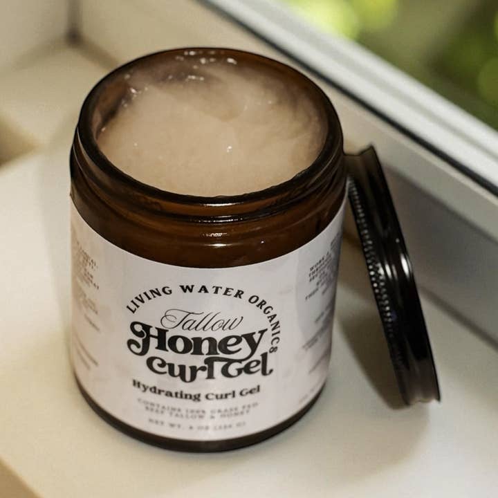 Tallow Honey Curl Gel, 100% Grass Fed Tallow, Organic Honey for wholesale by Living Water Organics