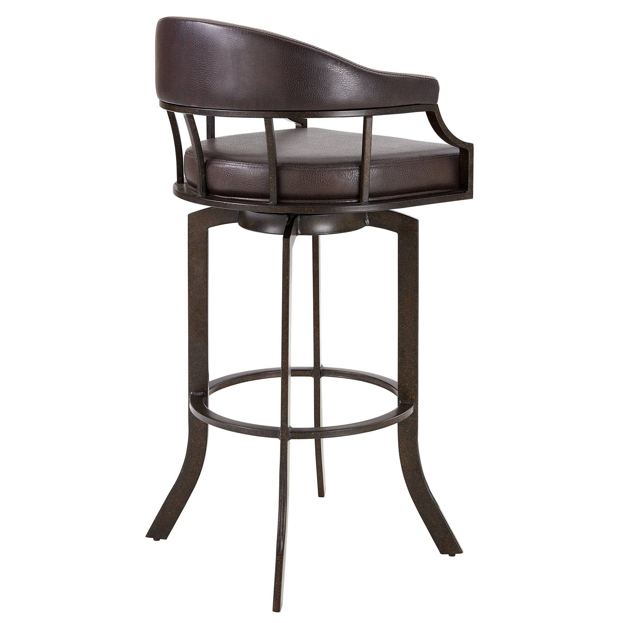 Armen Living - Wholesale Stool - Edy Modern Faux Leather and Metal Swivel Barstool6