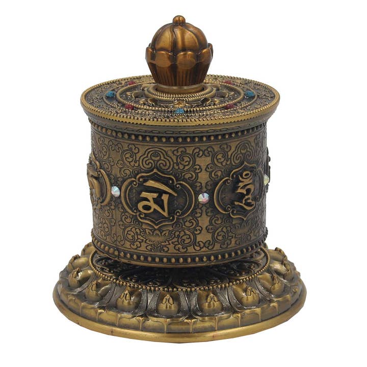 Lungta Imports – wholesale Coffee mug – Prayer Wheel Premium Quality Solid Brass Heavy Duty Table Top (Medium)2