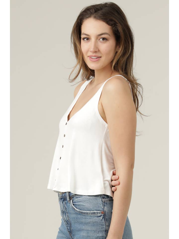 ANGIE - Wholesale Tank Top - Women's - X2T72-ASIS V NECK SWINGY TANK TOP WITH OPEN BACK BASIC TANK38