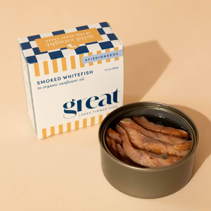 Great Lakes Tinned Fish - Wholesale Tinned Fish - Smoked Whitefish in Organic Sunflower Oil (Master Case)1
