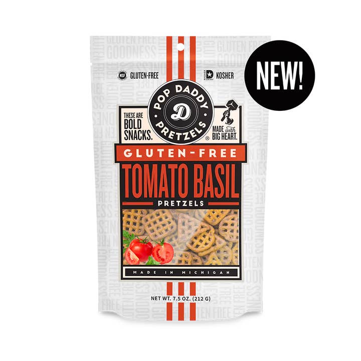 Pop Daddy Snacks - Wholesale Pretzels - NEW Gluten-Free Tomato Basil Seasoned Pretzels 7.5 oz1