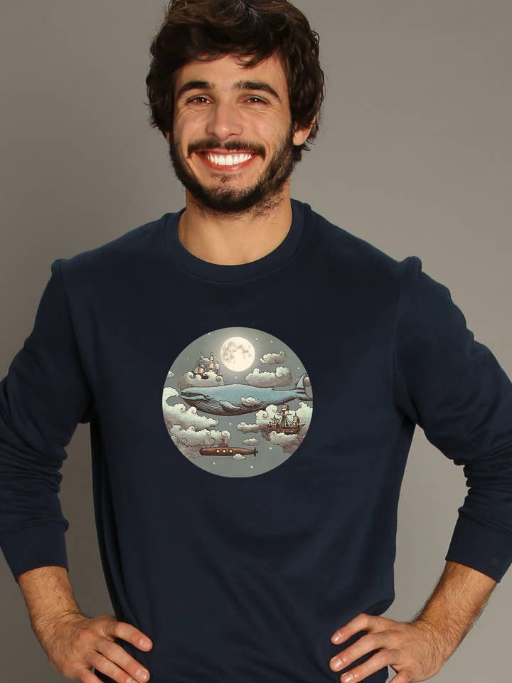 OCEAN MEETS SKY MARINBLÅ TRÖJA FÖR MÄN för wholesale av Wooop