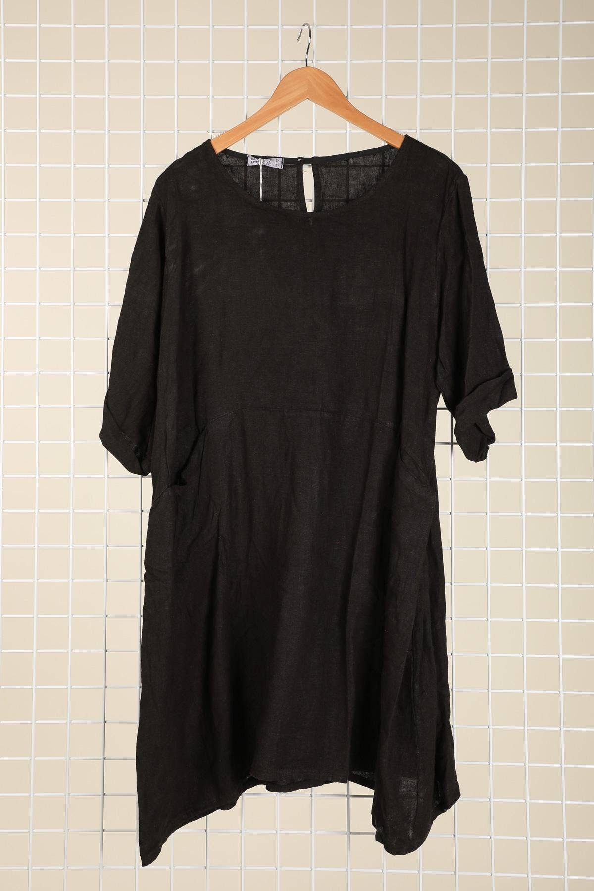 la maison des fibres naturelles – Engroshandel Kjole - Dame – Kort hørkjole med rund hals i 100 % hør 671910