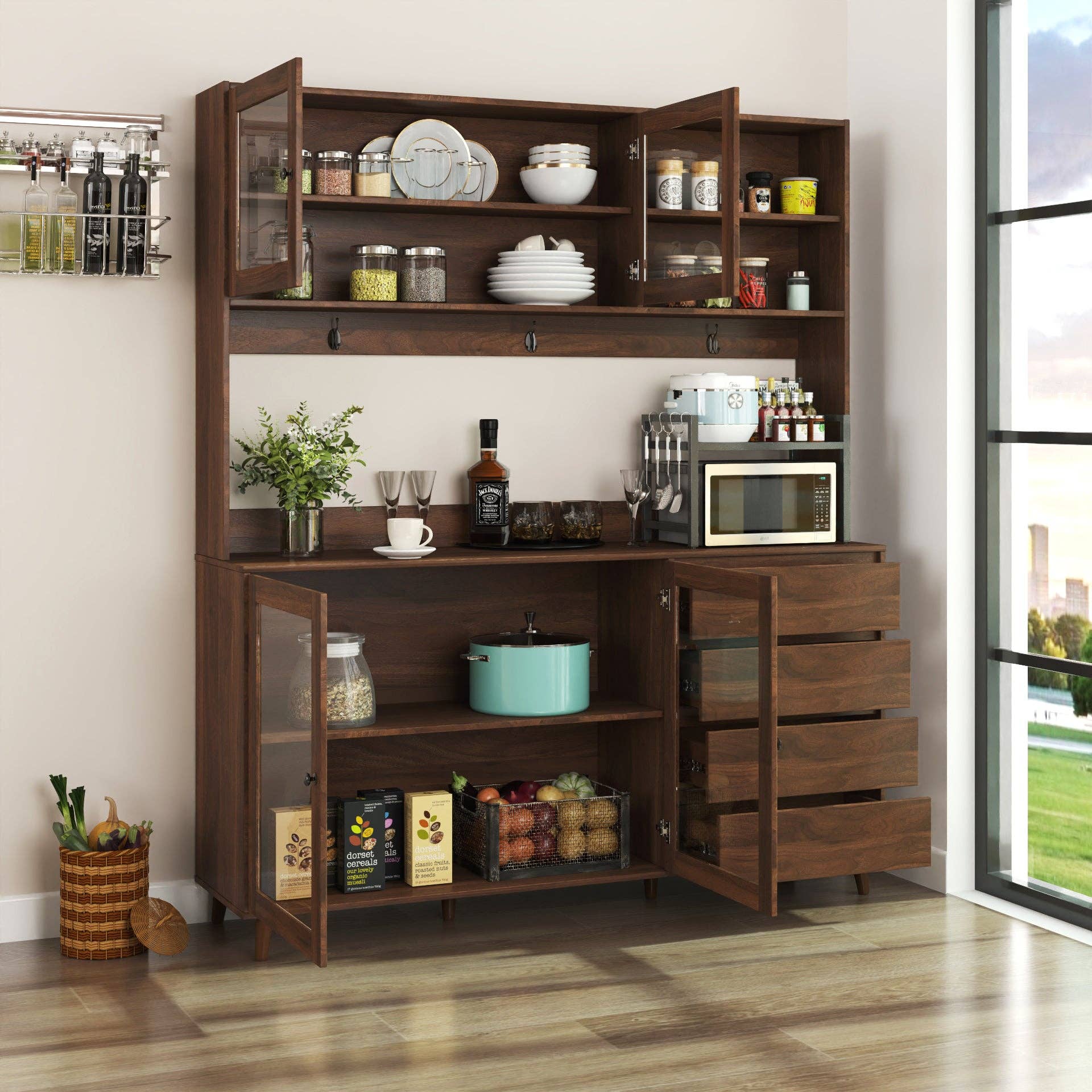 HOMYCASA DESIGN INC - Wholesale Cabinet - 63" Walnut Salon Multi-Functional Hairdressing Tool Cabinet3