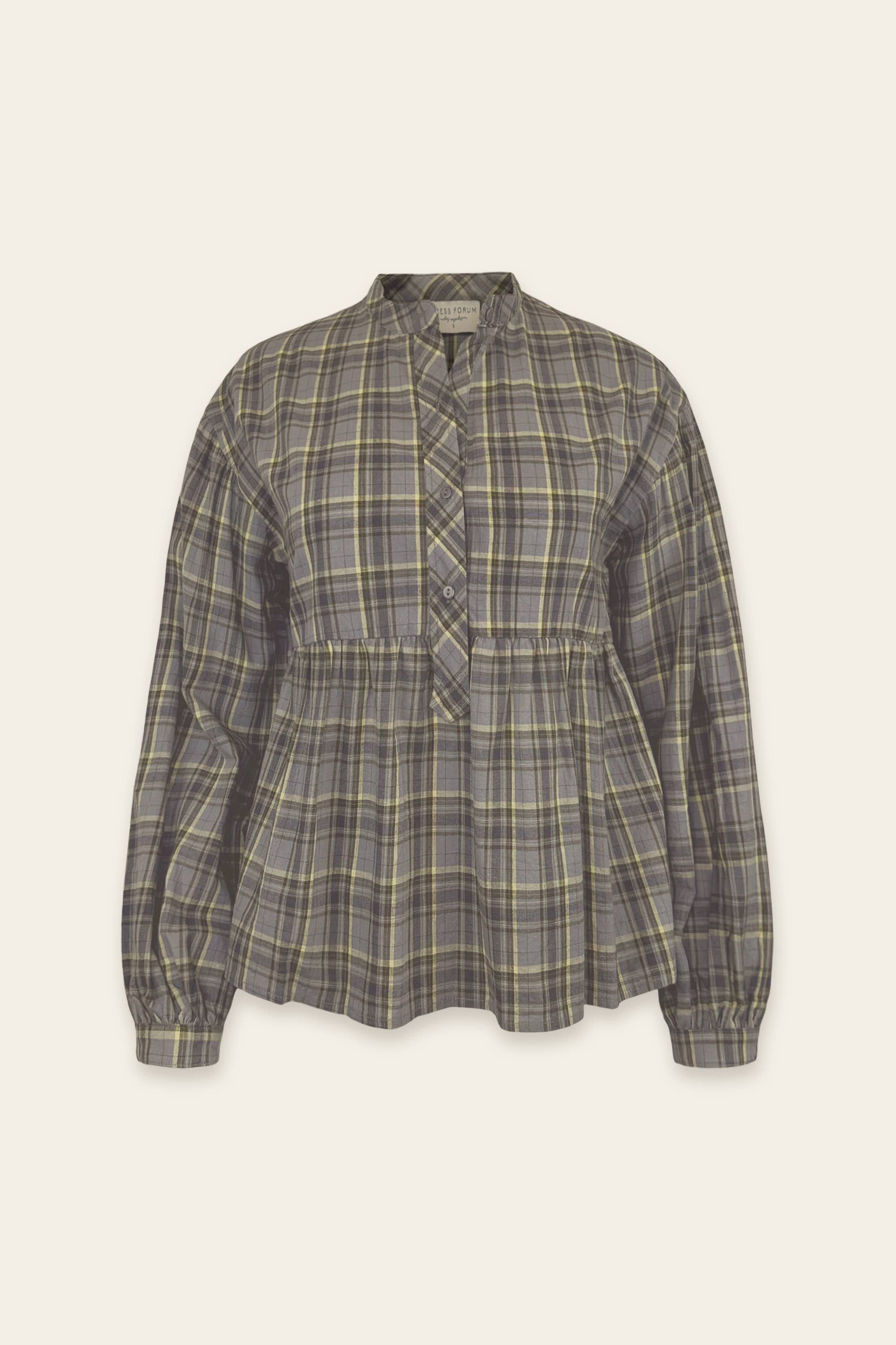 Dress Forum - Vente Chemisier – femme - Haut de babydoll à manches bouffantes à carreaux FT67130