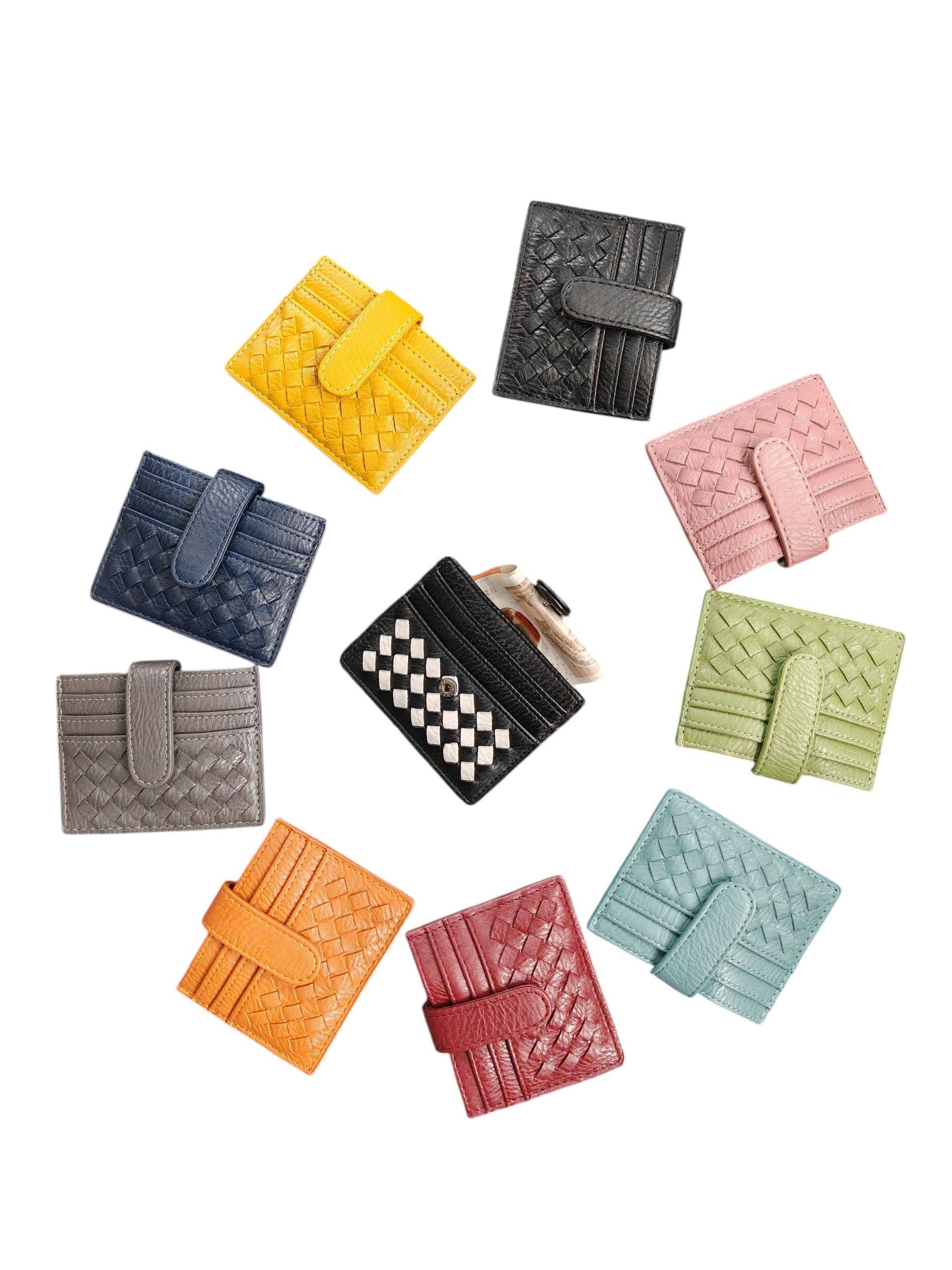 Superbia - Wholesale Card Holder - Women's - Handmade Woven Premium Quality Pu Flat Card Holder Note -a6010