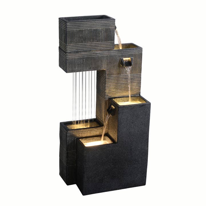 Hi-Line Gift Ltd. - Wholesale Outdoor ornament/decor - Contemporary Fountain with Lights - Dark Elegance1