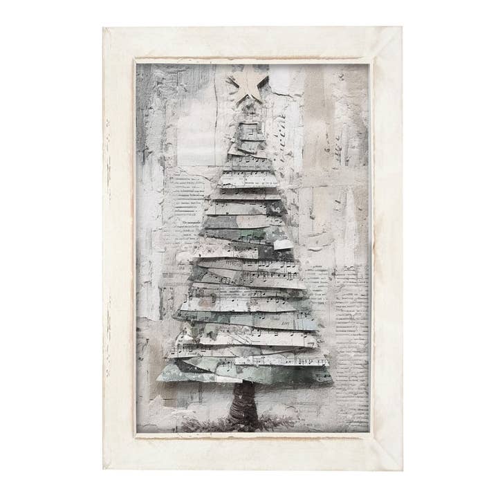 ginger blue - Wholesale Christmas Wall Art - Paper-style Christmas Tree 12 - Vertical Frame