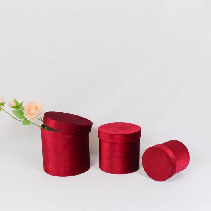 Elegant Design Supply - Wholesale Gift Box - Velvet Round Flower Hat Box with Lid18