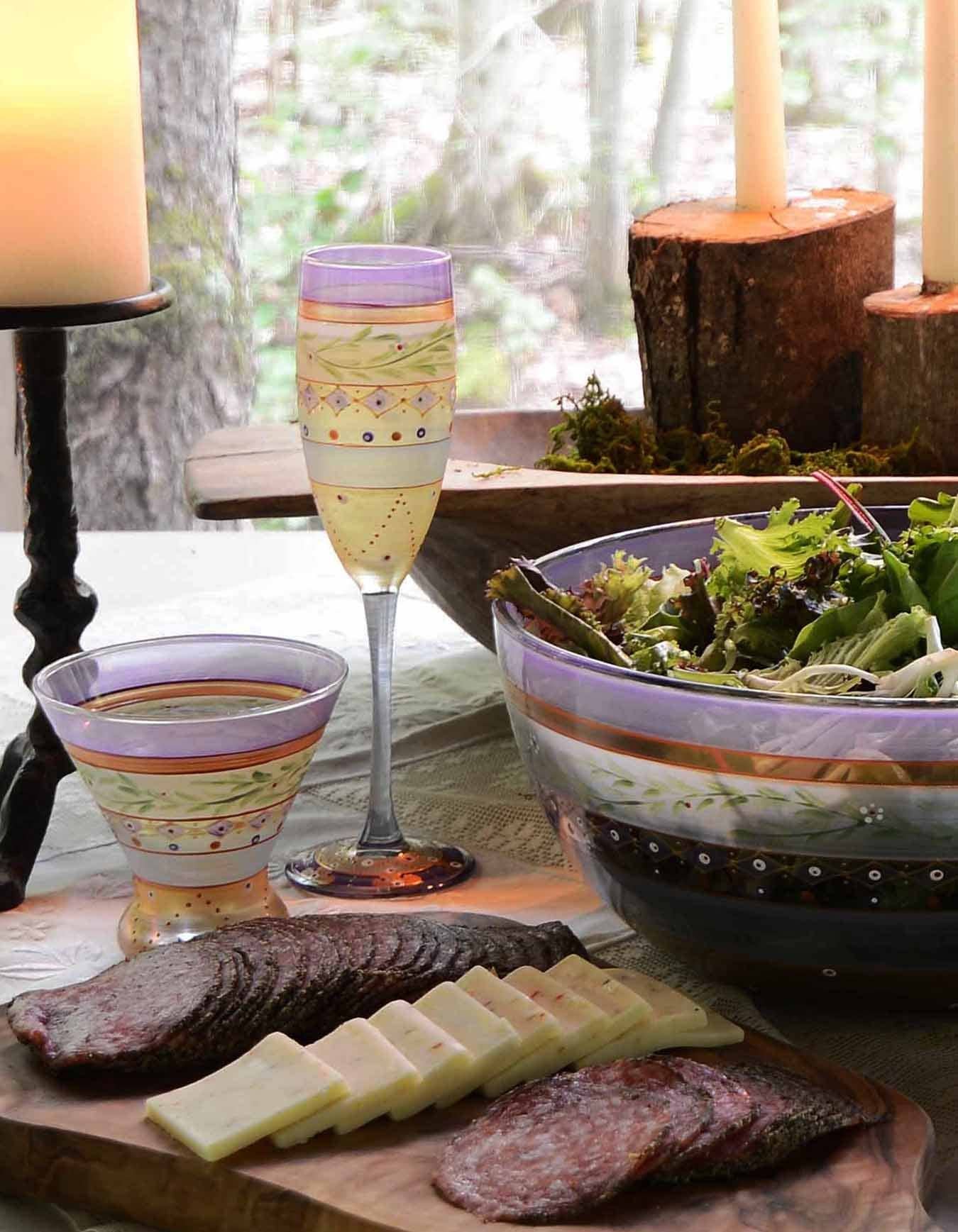 Golden Hill Studio - Vente Flûtes de champagne - Verres à champagne guirlande mosaïque marocaine1