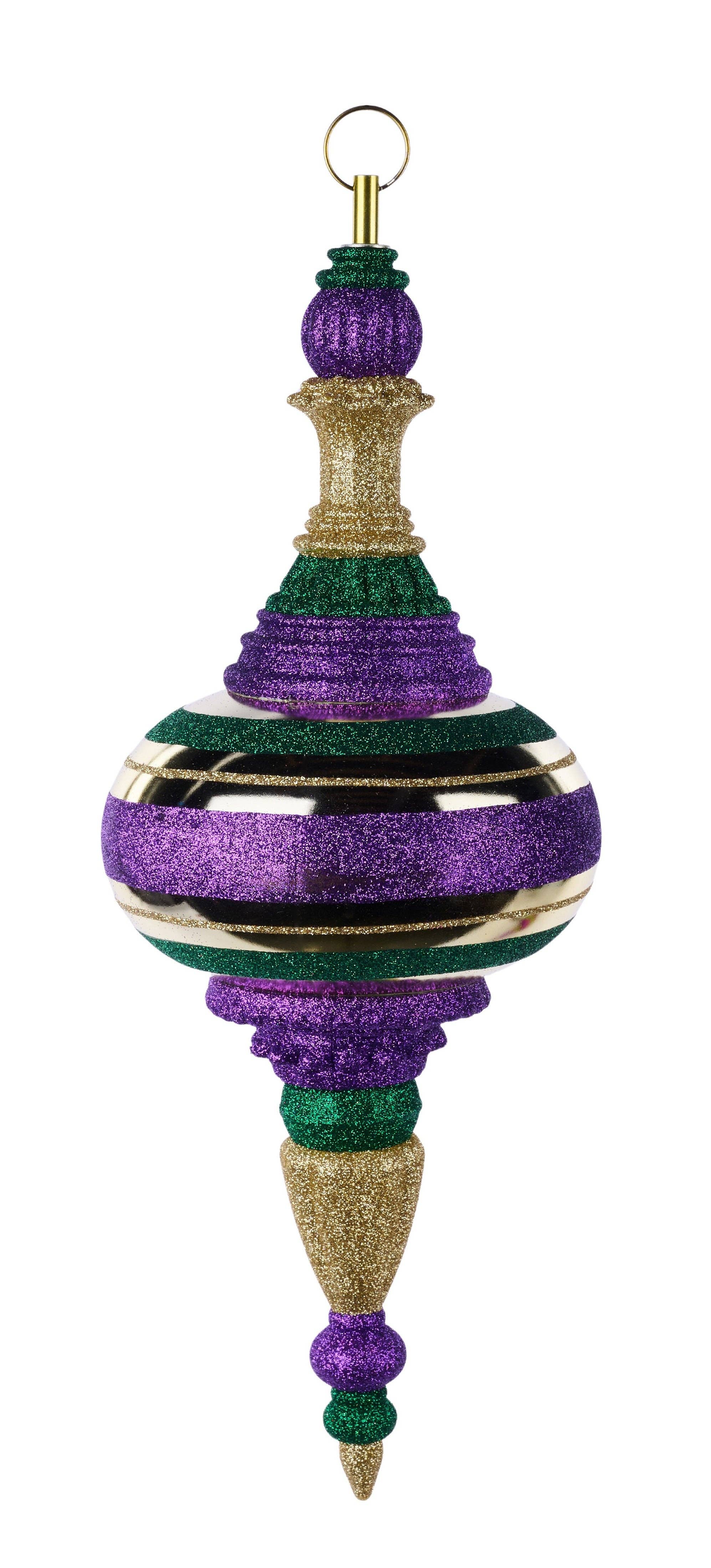 DecoExchange – wholesale Ornament – 16.5"H X 150Mm Dia Onion Finial Orn Mardi Gras HG12060
