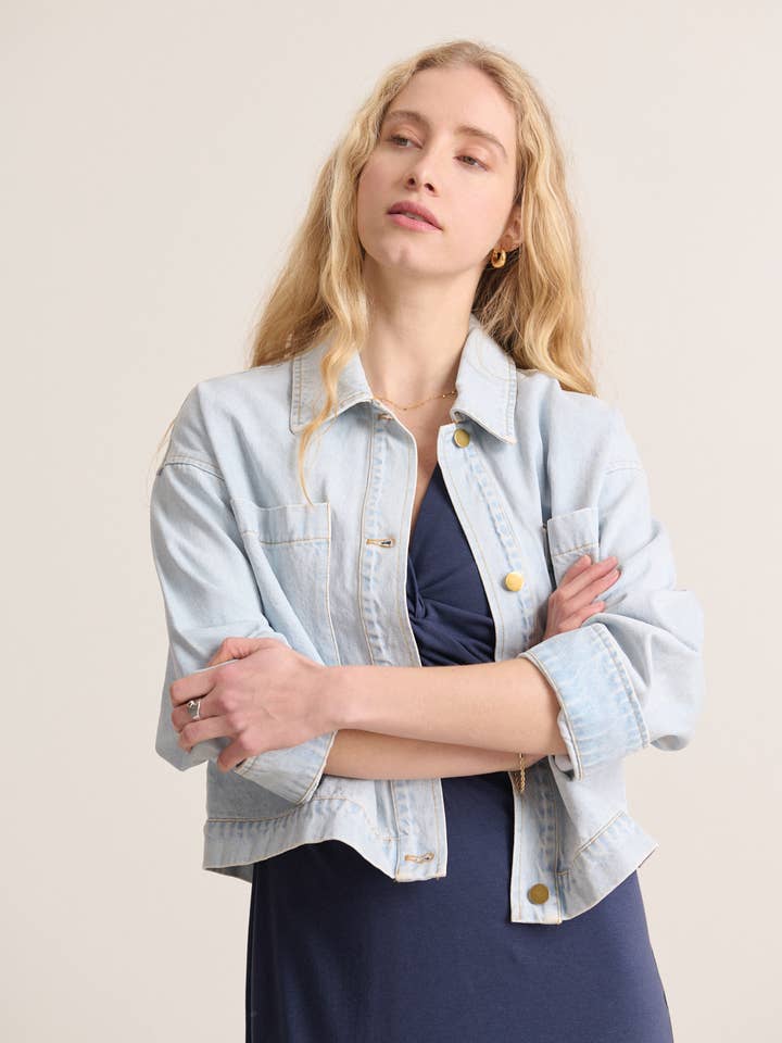 Short denim jacket - VALENCE for wholesale by Garance Paris