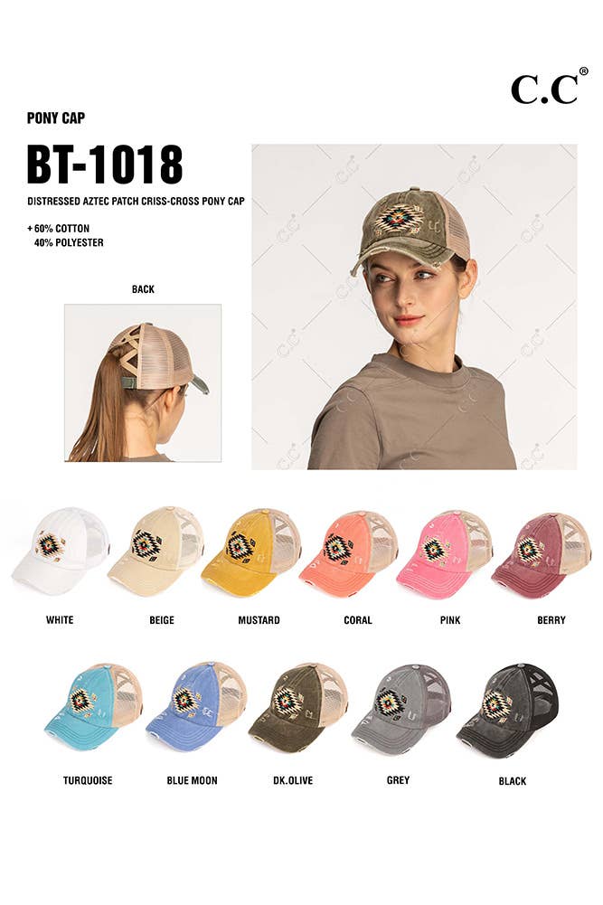 Hana - Vendita all'ingrosso Cappello per coda di cavallo - Donna - Cappellino baseball con motivo azteco e design a incrocio per coda di cavallo7