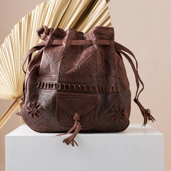 Nakoa The Label - Wholesale Shoulder bag – women's - Marrakesh Bucket Bag - Chocolate - Diamond0