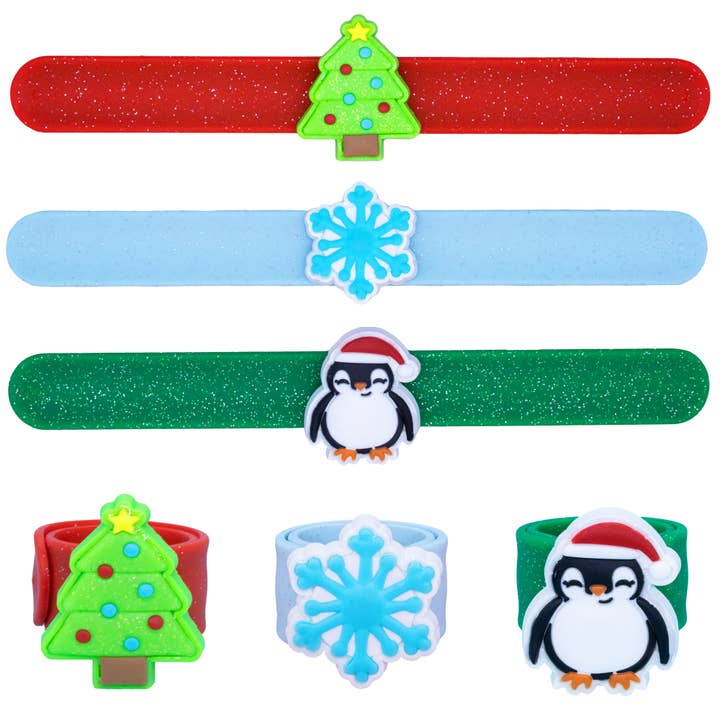 Frog Sac - Wholesale Light-Up Toy - Kids & Baby - Light Up LED Christmas Slap Bracelets - 3 Pack