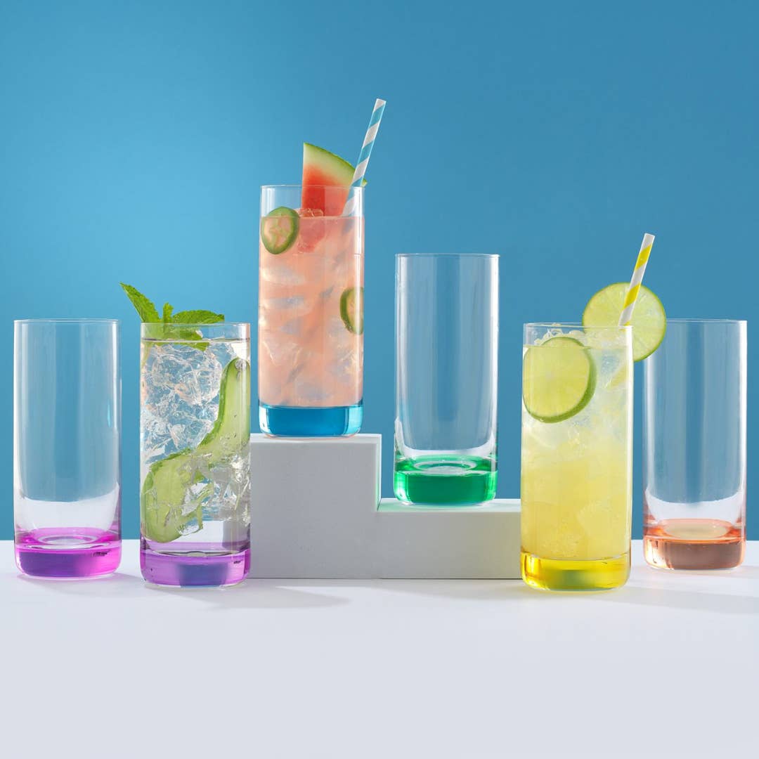 JoyJolt - Wholesale Cocktail/likeur glas - JoyJolt Hue gekleurde Highball drinkglazen - set van 61