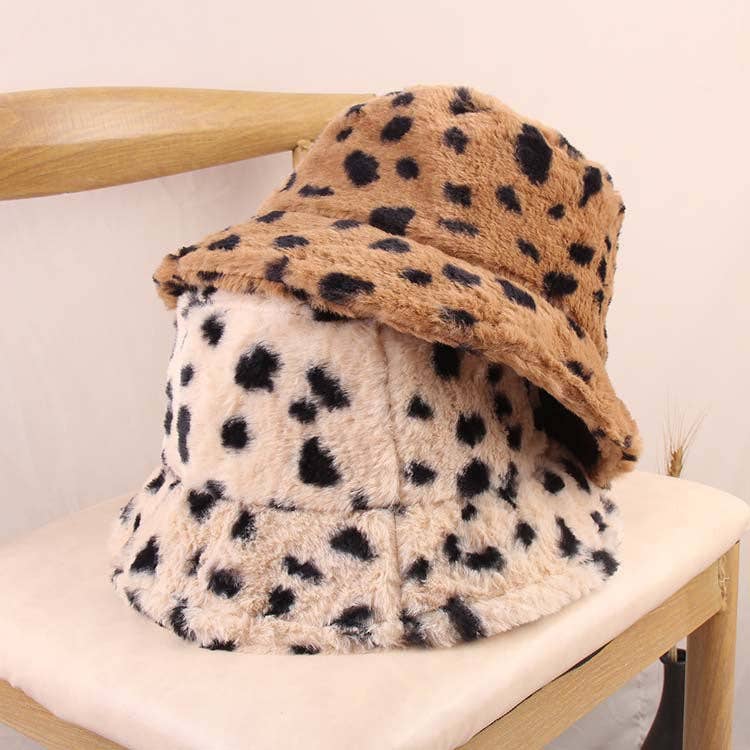 Ole - Vendita all'ingrosso Cappello da pescatore - Donna - Cappello da pescatore in peluche a fantasia maculata C02887