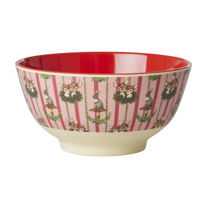 Melamine Bowl with Sweet Forest Christmas Print - Medium for wholesale by RicebyRice