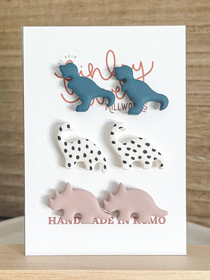 Dino Stud Pack | Bright Dots | Clay Earrings for wholesale by Finley River | Trendy Polymer Clay Earrings | Hypoallergenic