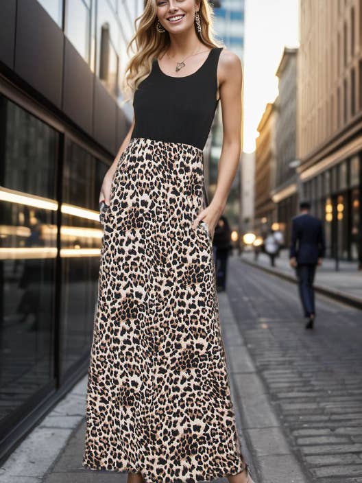 SD1027-20 SOLID AND ANIMAL MAXI DRESS for wholesale by HEIMISH