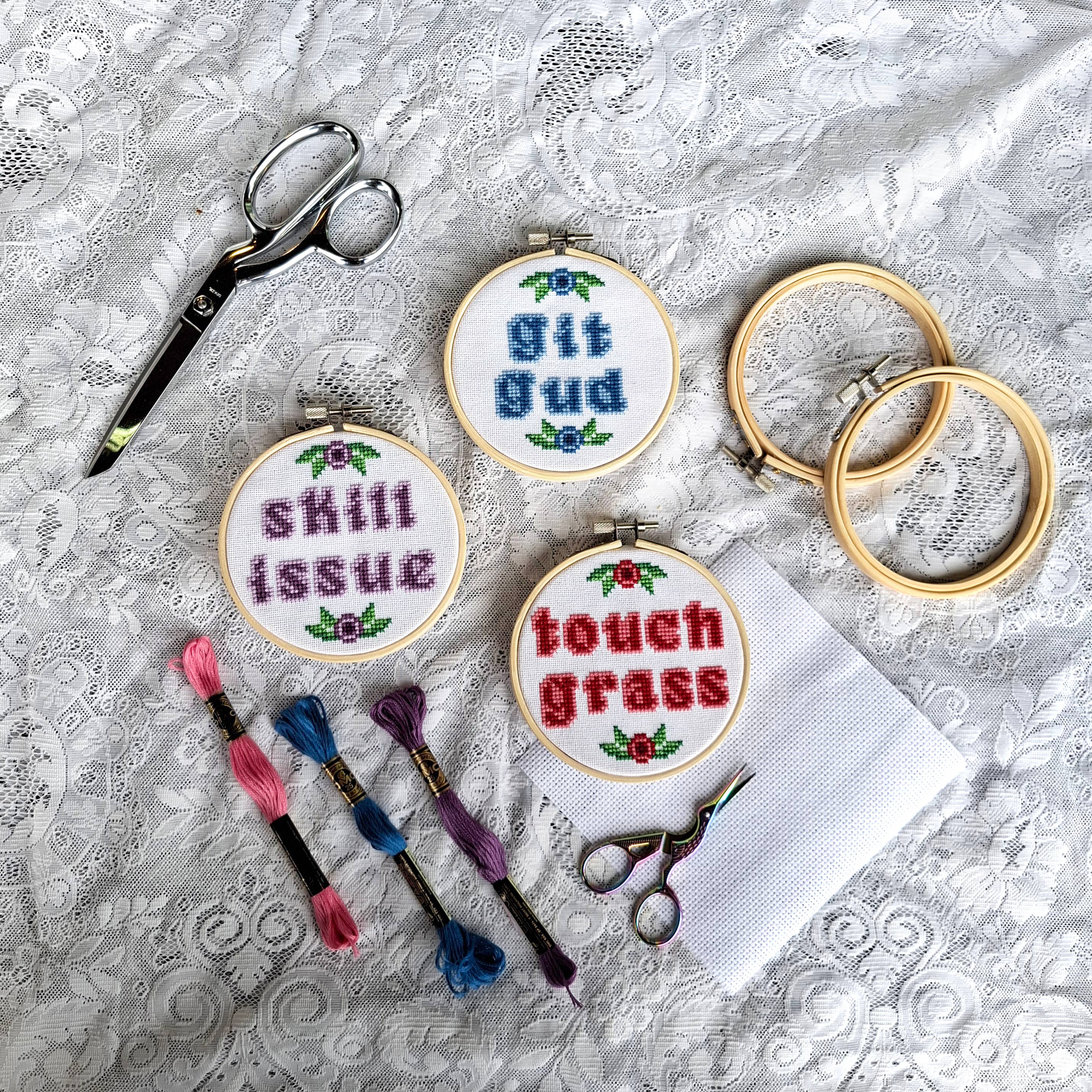 The Gloomy Gremlin - Wholesale Embroidery/Cross Stitch Supplies - Touch Grass - Cross Stitch Kit 2