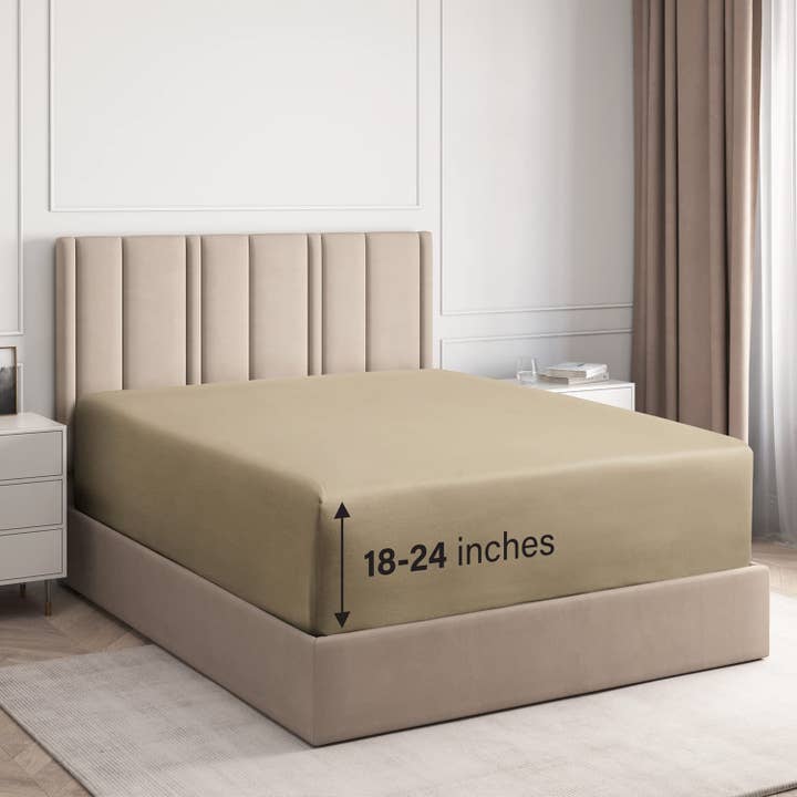 CGK Unlimited - Wholesale Fitted Sheet - 100% Cotton 400 TC Fitted Sheet Only - Fits 18"-24" Mattress14