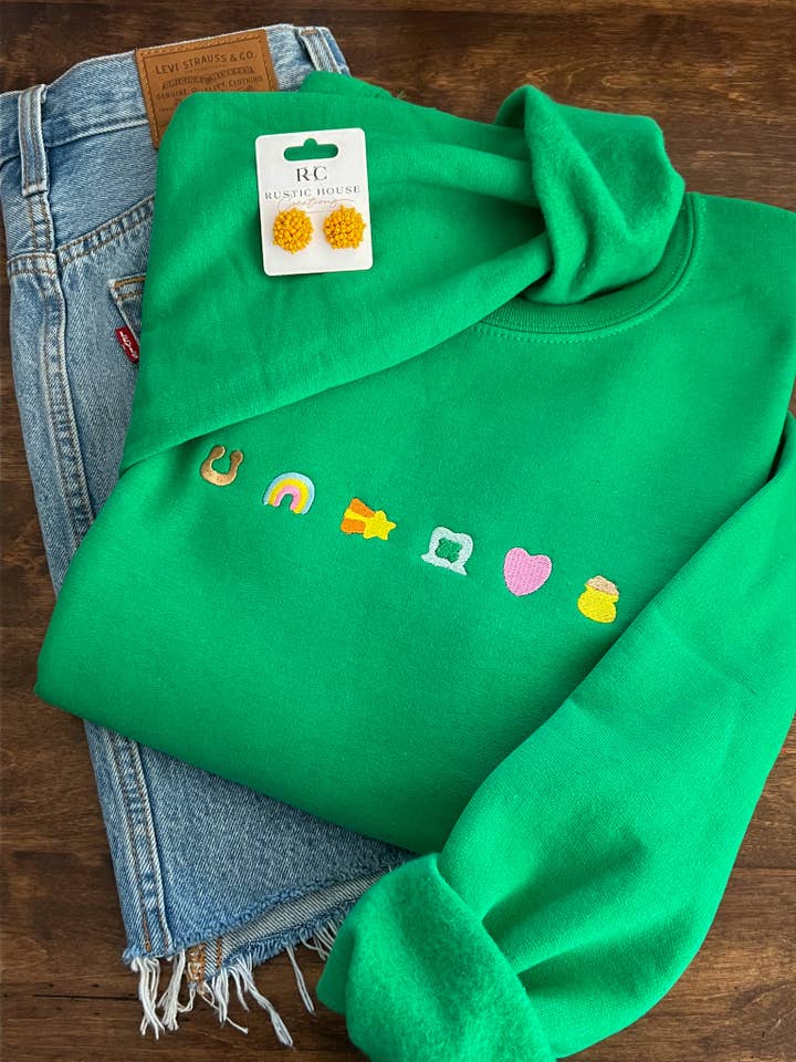 Lucky Charms Embroidered Sweatshirt for wholesale by Rustic House Creations