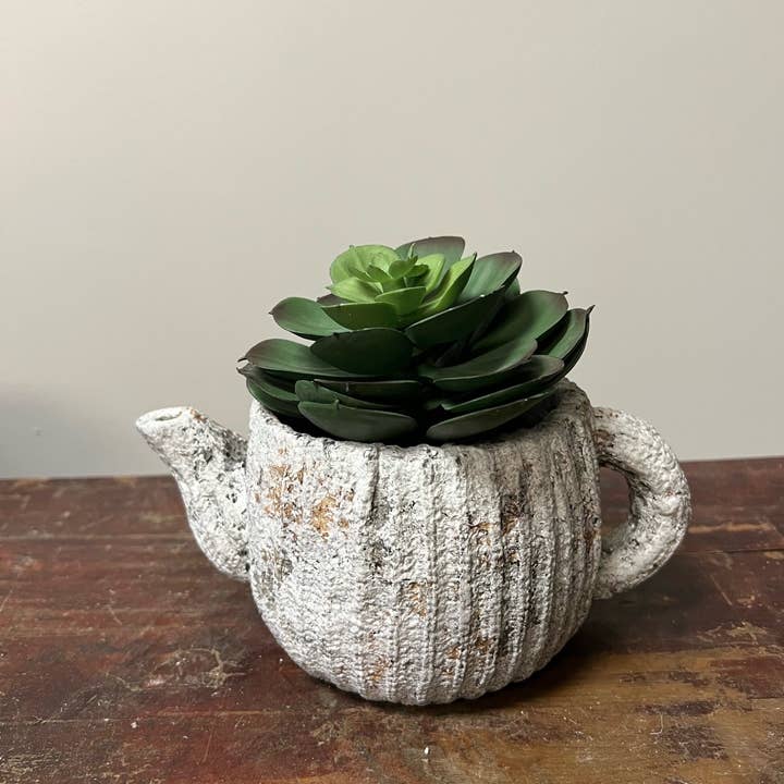 Vagabond Vintage - Wholesale Plant Pot - Cement Rustic Teapot Planter