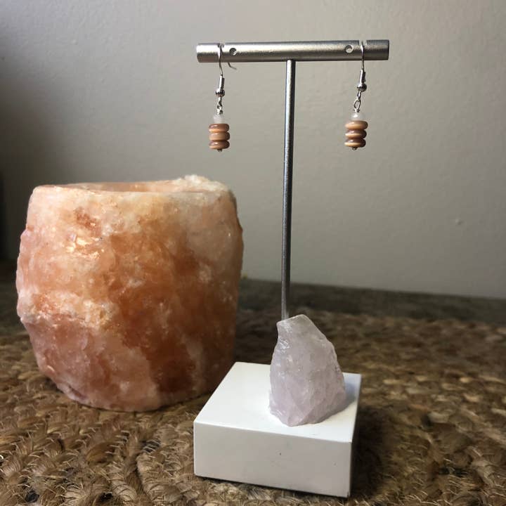 Hypo-Allergenic Pink Glass & Quartz Drop Earrings for wholesale by Faerie’s Fix