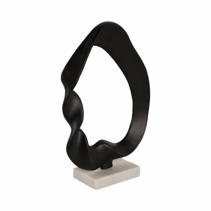 Sagebrook Home - Wholesale Sculpture - Black/White 17 in. Metal Circle on Marble Base Sculpture
