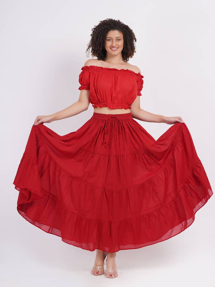 Wevez - Wholesale Skirt - Women's - Women's 8 Yard Solid Belly Cotton Fabric Casual long Skirts3