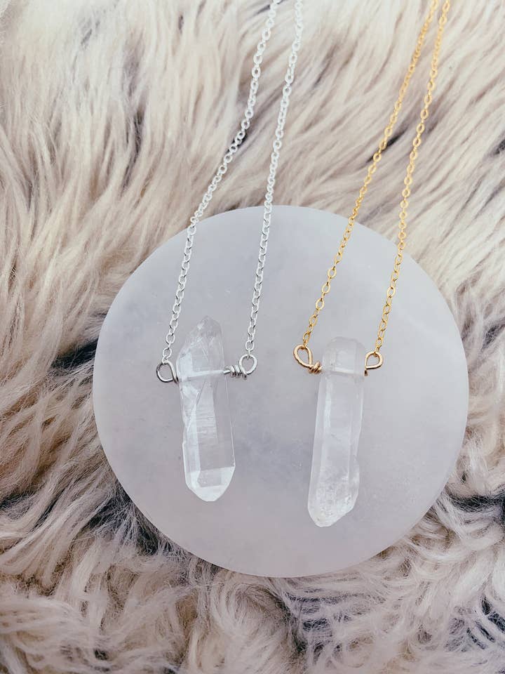 Mineral Necklace | Raw Clear Quartz for wholesale by Eaarthbones Jewelry