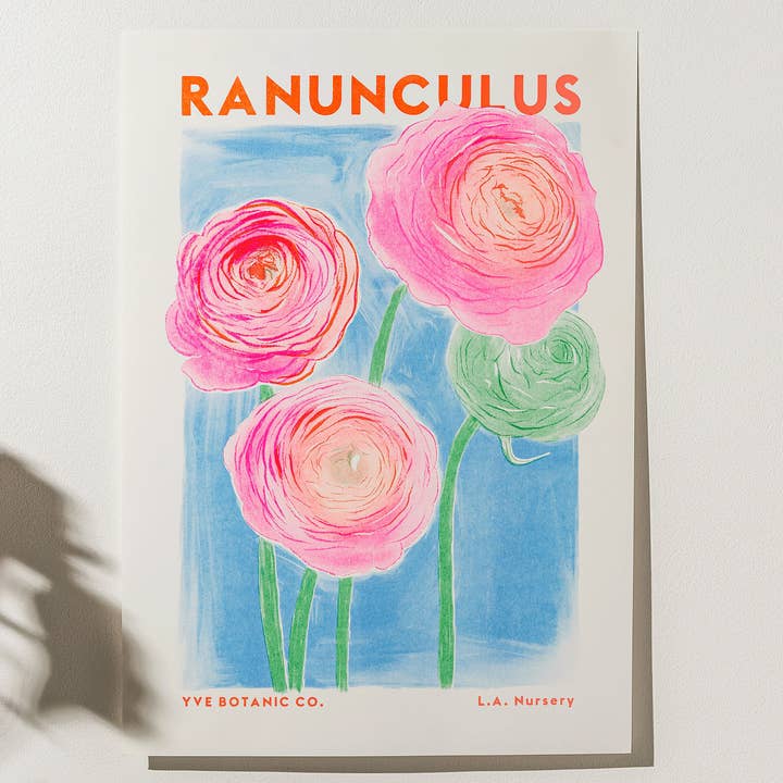 Eve Print Studio. - Wholesale Art Print - Ranunculus Botanical Risograph Print