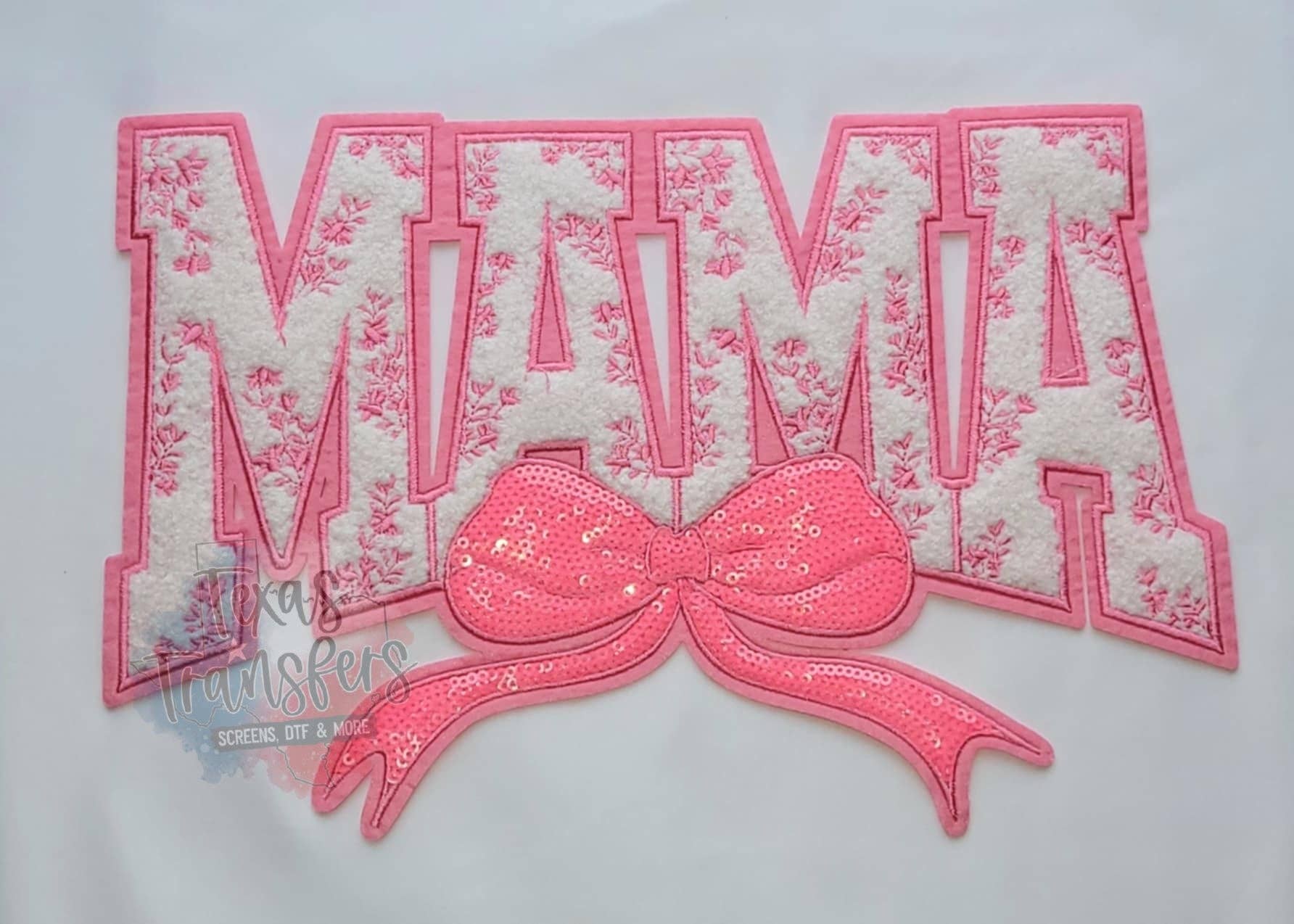 Texas Transfers – wholesale Patch – Mama Floral Pink XL  Iron-On Patch0