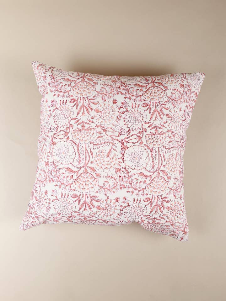 Cuscino Blush Meadow con stampa a blocchi per la vendita all'ingrosso da parte di Ninéh