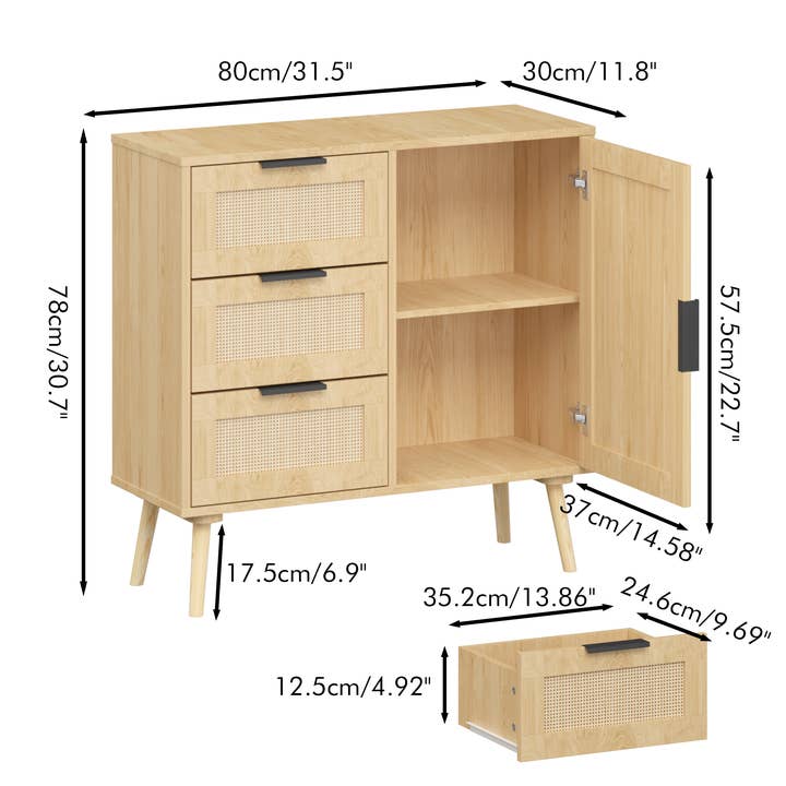 HOMYCASA DESIGN INC - Wholesale Cabinet - Entryway Storage Cabinet with Drawers & Shelves, Rattan4