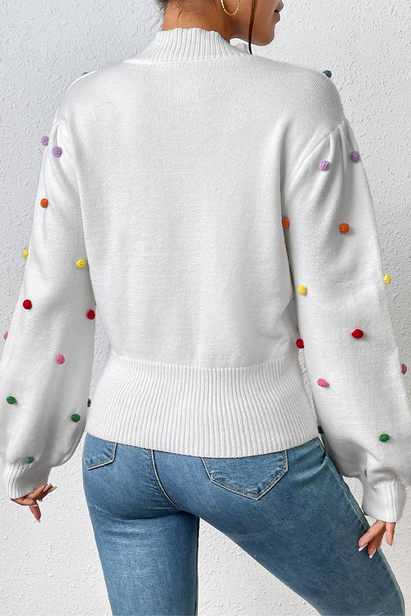 Lily Clothing - Wholesale Knit Sweater - Women's - WOMEN RIBBED HIGH NECK COLOR SWISS DOT JUMPER TOP_CWOSWL028024