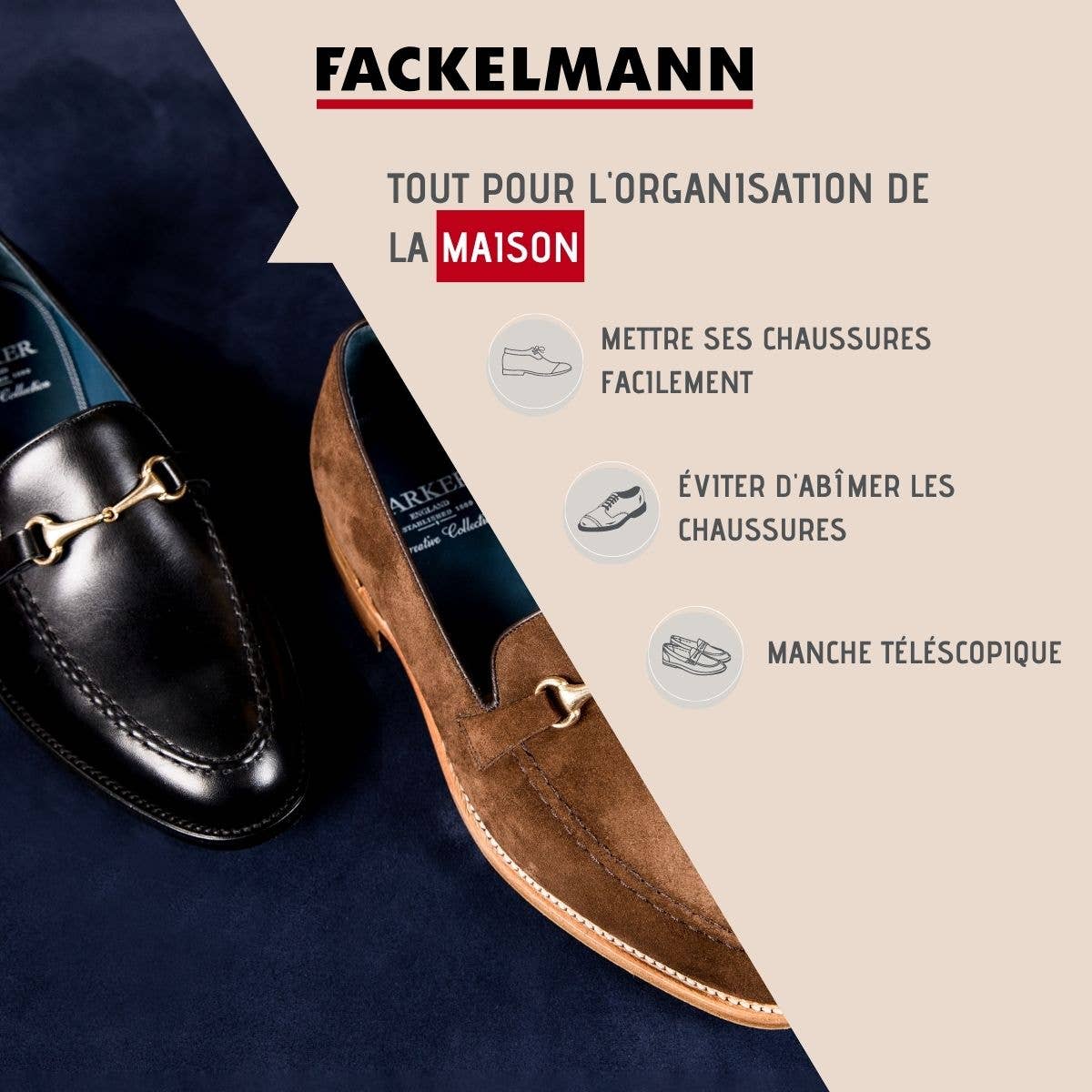 Fackelmann - Wholesale Shoe Horn - Unisex - Telescopic shoehorn 26.5 to 66.4 cm gray or black Tecno1