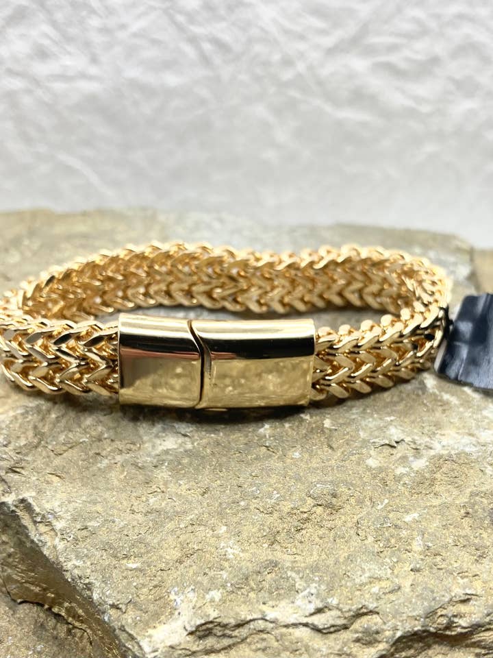 Gold Mesh Magnetic Chain Bracelet for wholesale by Rebecca Ray Jewelry