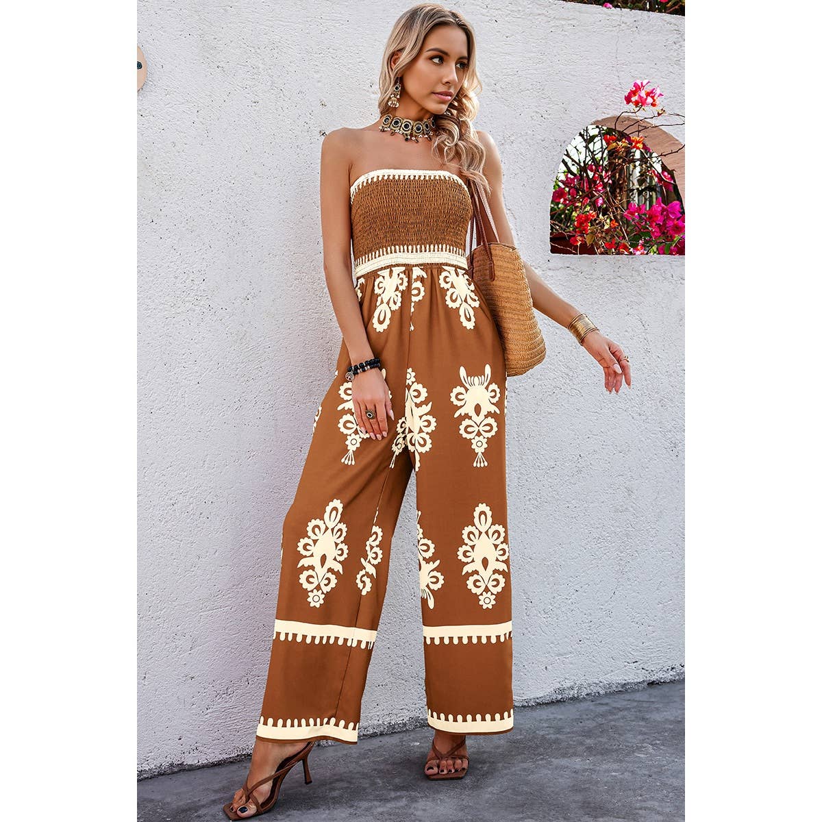 Supreme Fashion – wholesale Jumpsuit – Women's – Geo Print Off Shoulder High Waist Fit Jumpsuit18