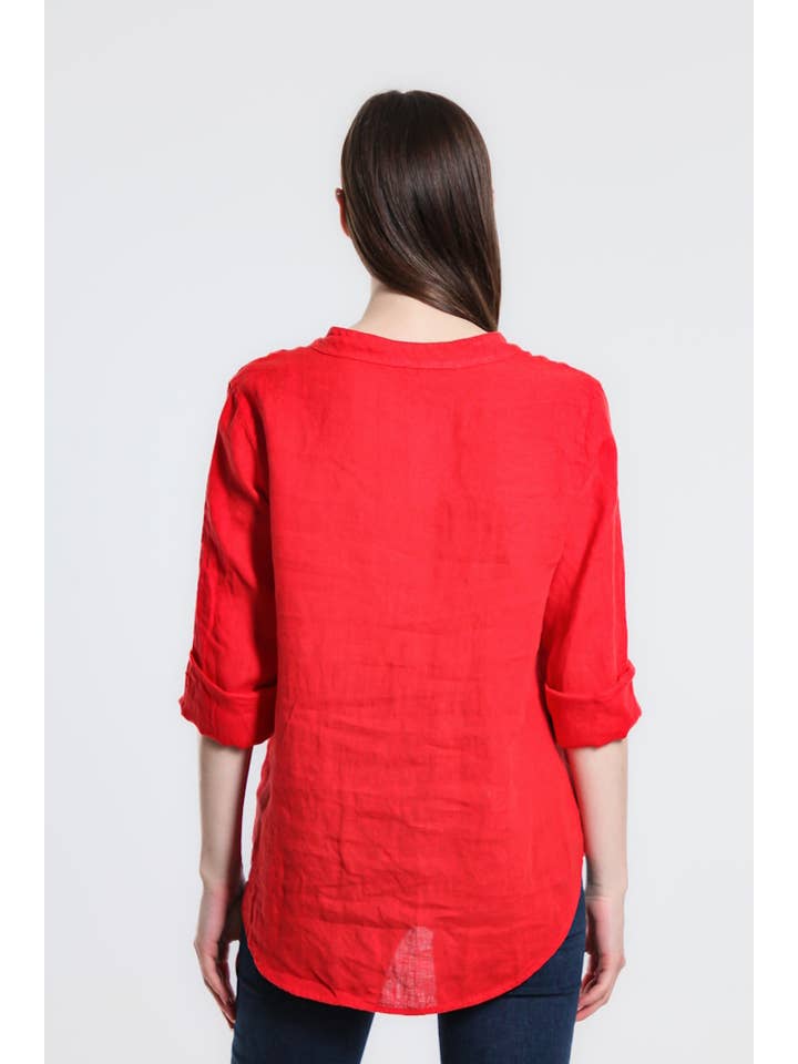 TINA Stephens Italy/Tees By Tina – Túnica - Mulher por atacado – Destino Linho Henley Top (BQ158)31