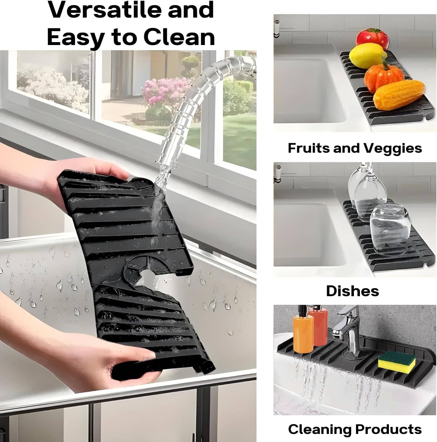 AccessCuisine - Wholesale Sink Strainer/Stopper - Silicone Sink Mat Faucet Splash Guard Water Draining Mat5