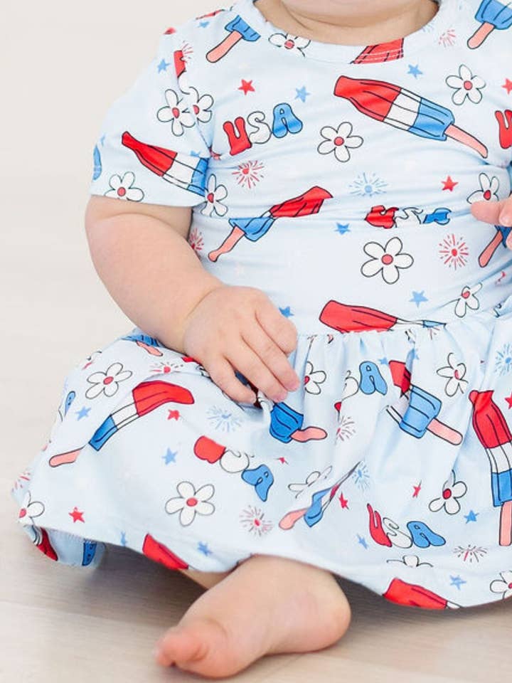 Proudly Patriotic S/S Twirl Bodysuit for wholesale by Mila & Rose