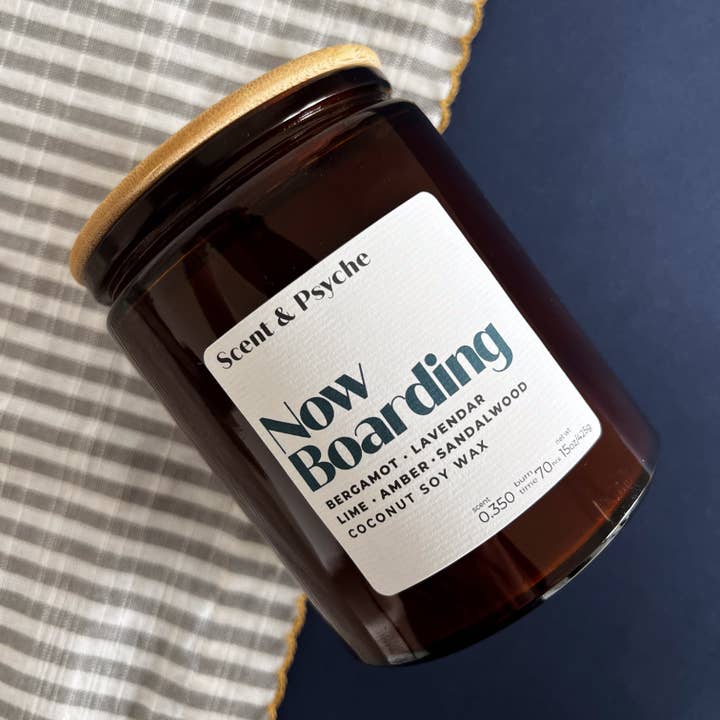Scent & Psyche - Wholesale Jar/Filled Candle - Now Boarding Wood Wick Scented Candle - 15oz0